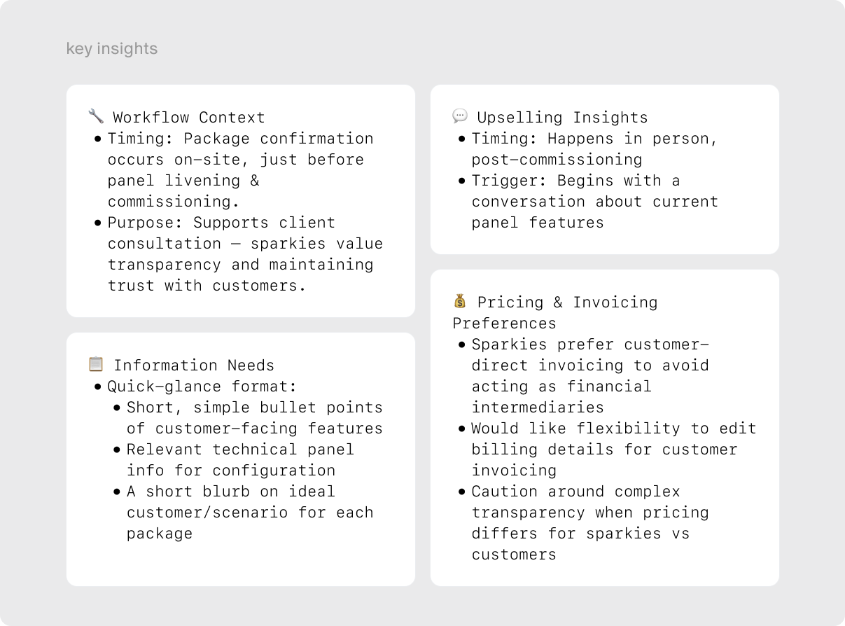 Insight summary artefacts